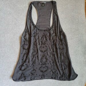 Victoria’s Secret Sheer Tank Top Women L Sequins Black Fairy Whimsigoth Y2K Glam